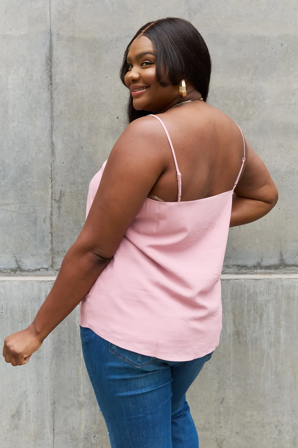 Sweet Lovely By Jen Full Size Scalloped Cami in Rosewood