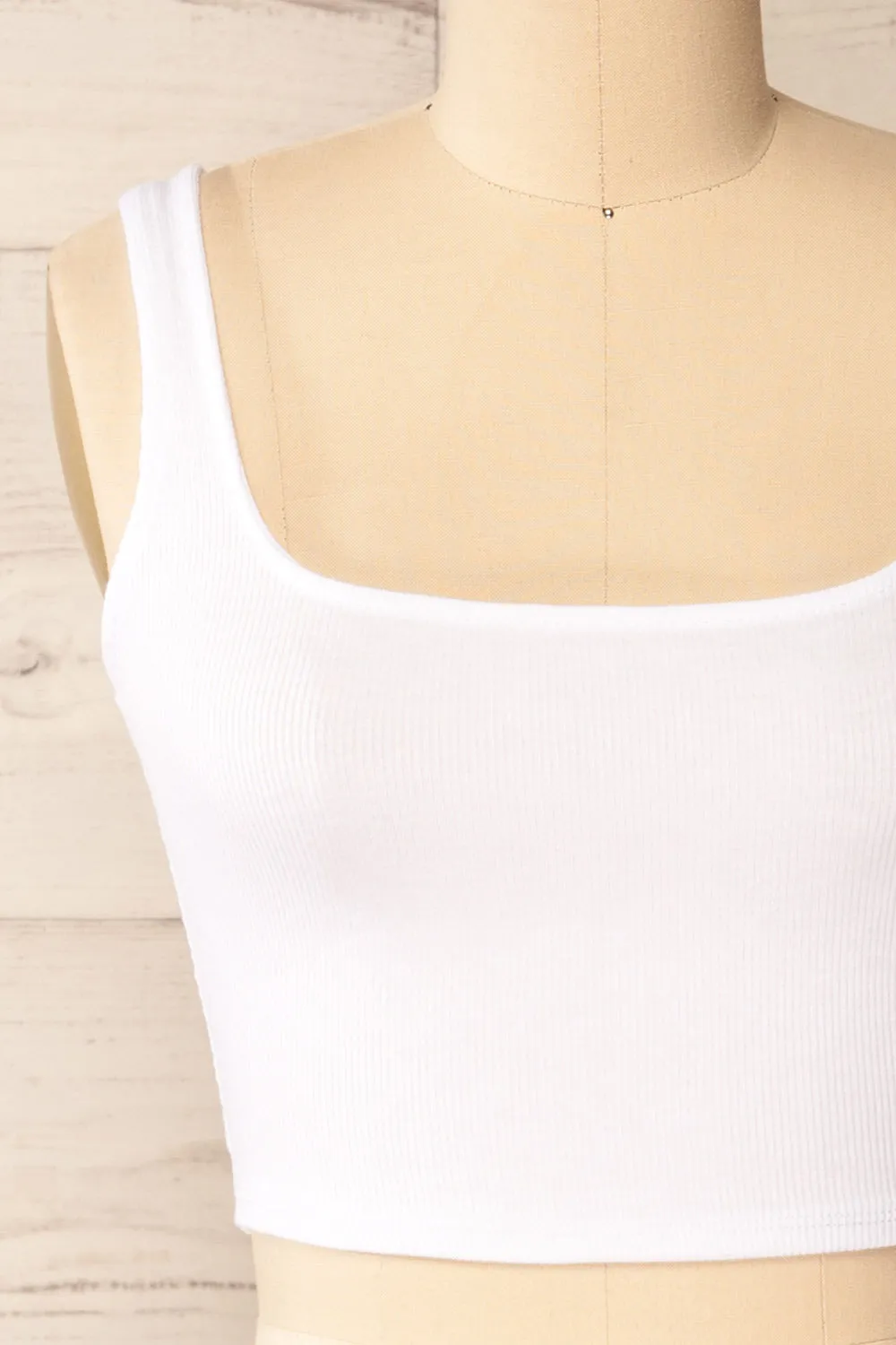 Taipei White | Cropped Ribbed Cami Top