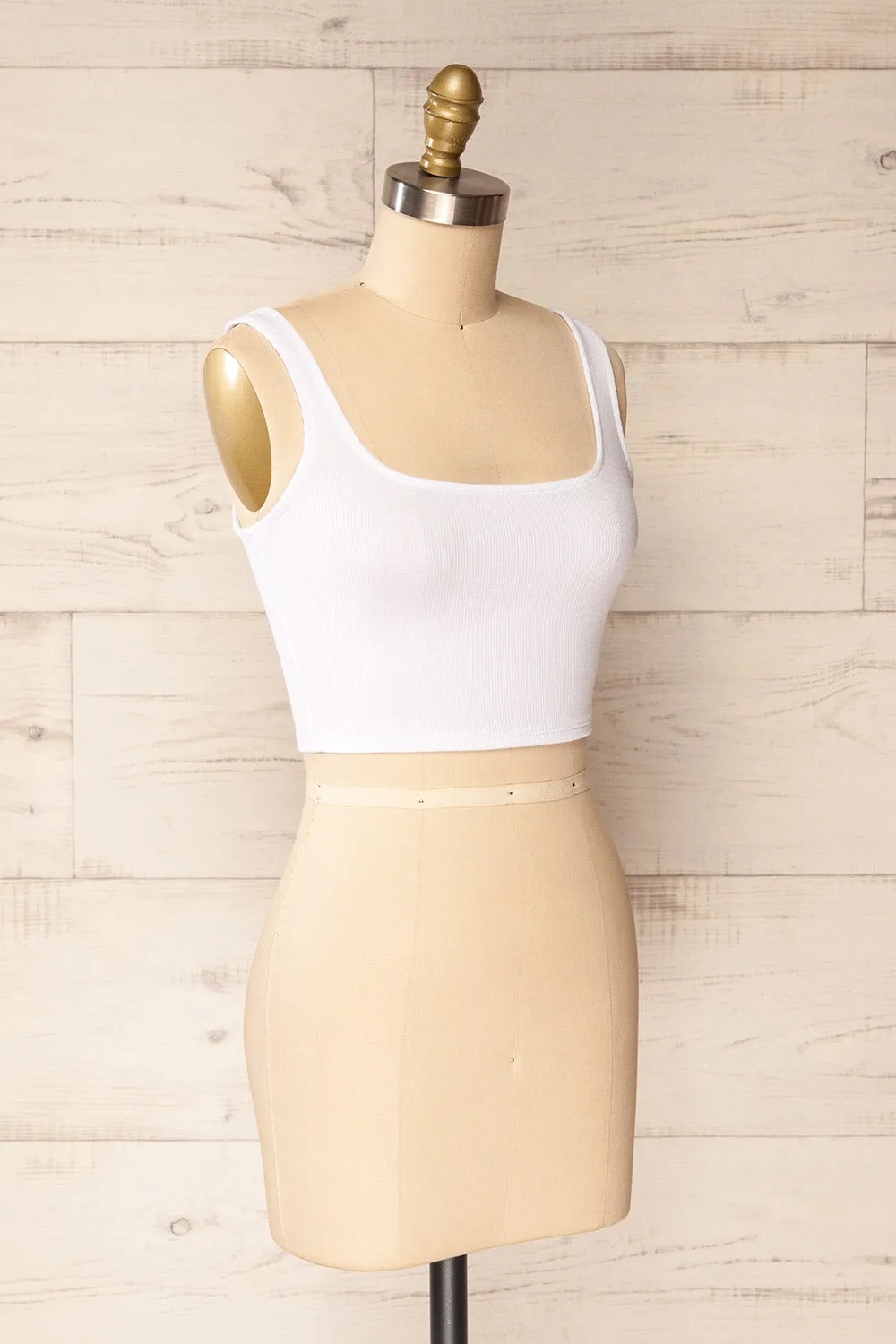 Taipei White | Cropped Ribbed Cami Top