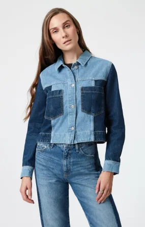 TANYA DENIM JACKET IN MIX BLUE BLOCKING