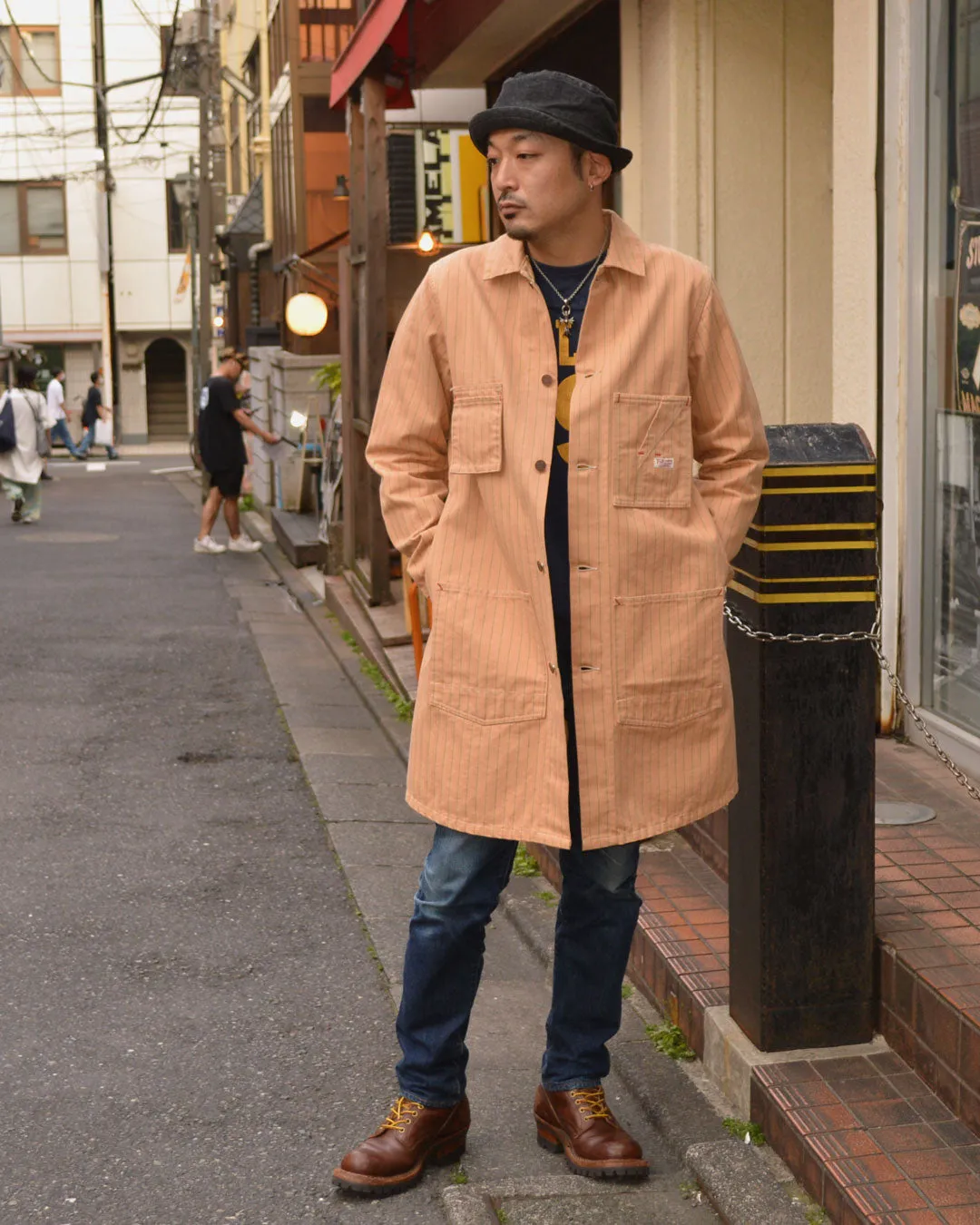 TCB jeans "Tabby's Coat Brown Soda Stripe" 10oz Herringbone Shop Coat