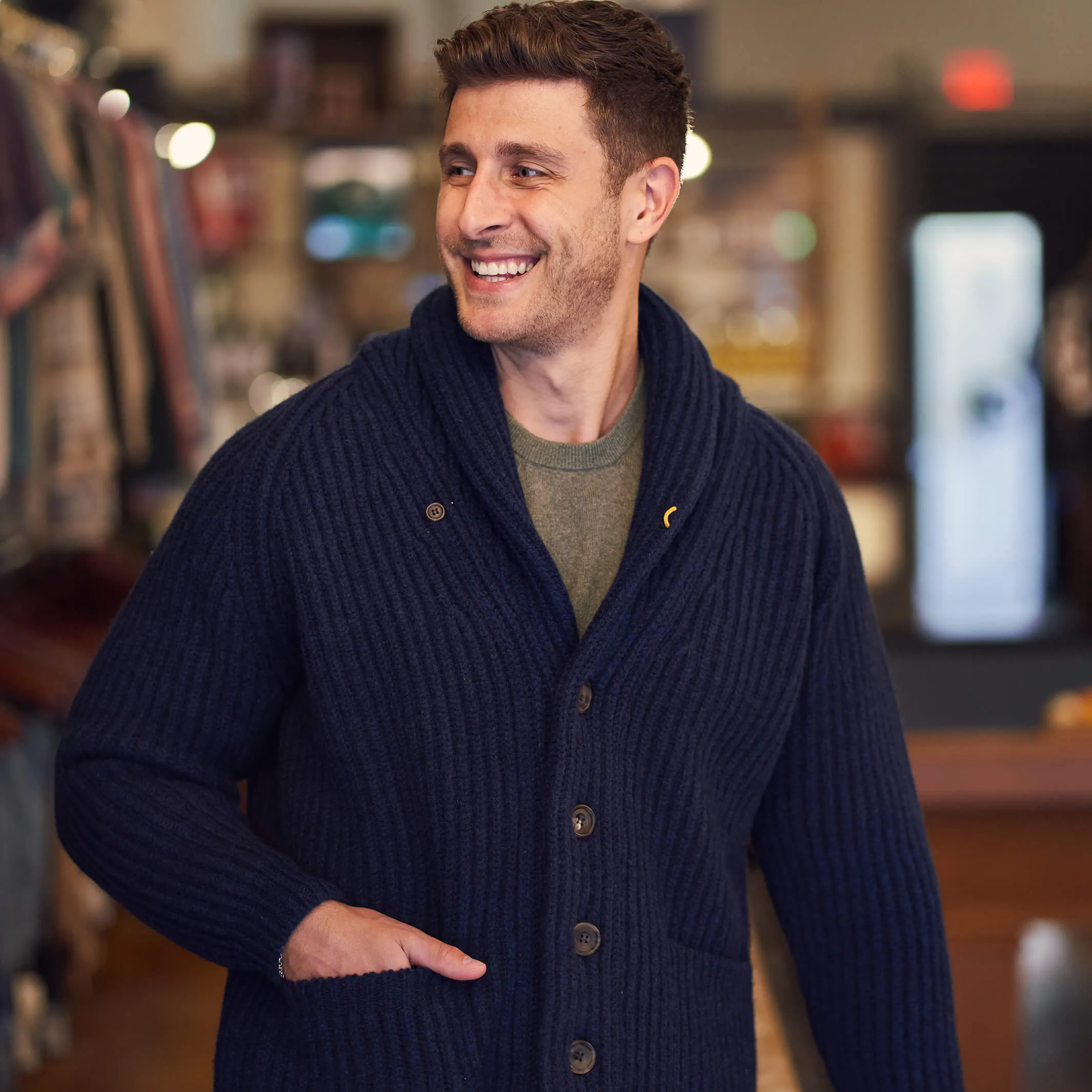 The James 6-Ply Lambswool Shawl Cardigan