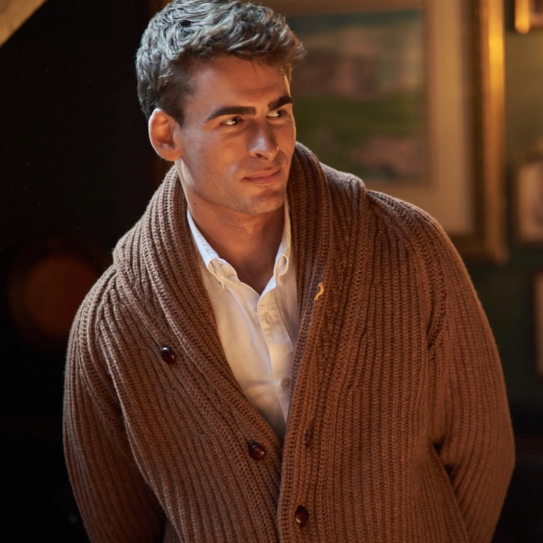 The James 6-Ply Lambswool Shawl Cardigan