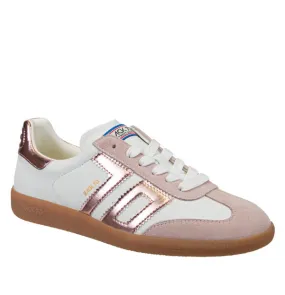 The Retro Soccer Lace Sneaker in White Pink