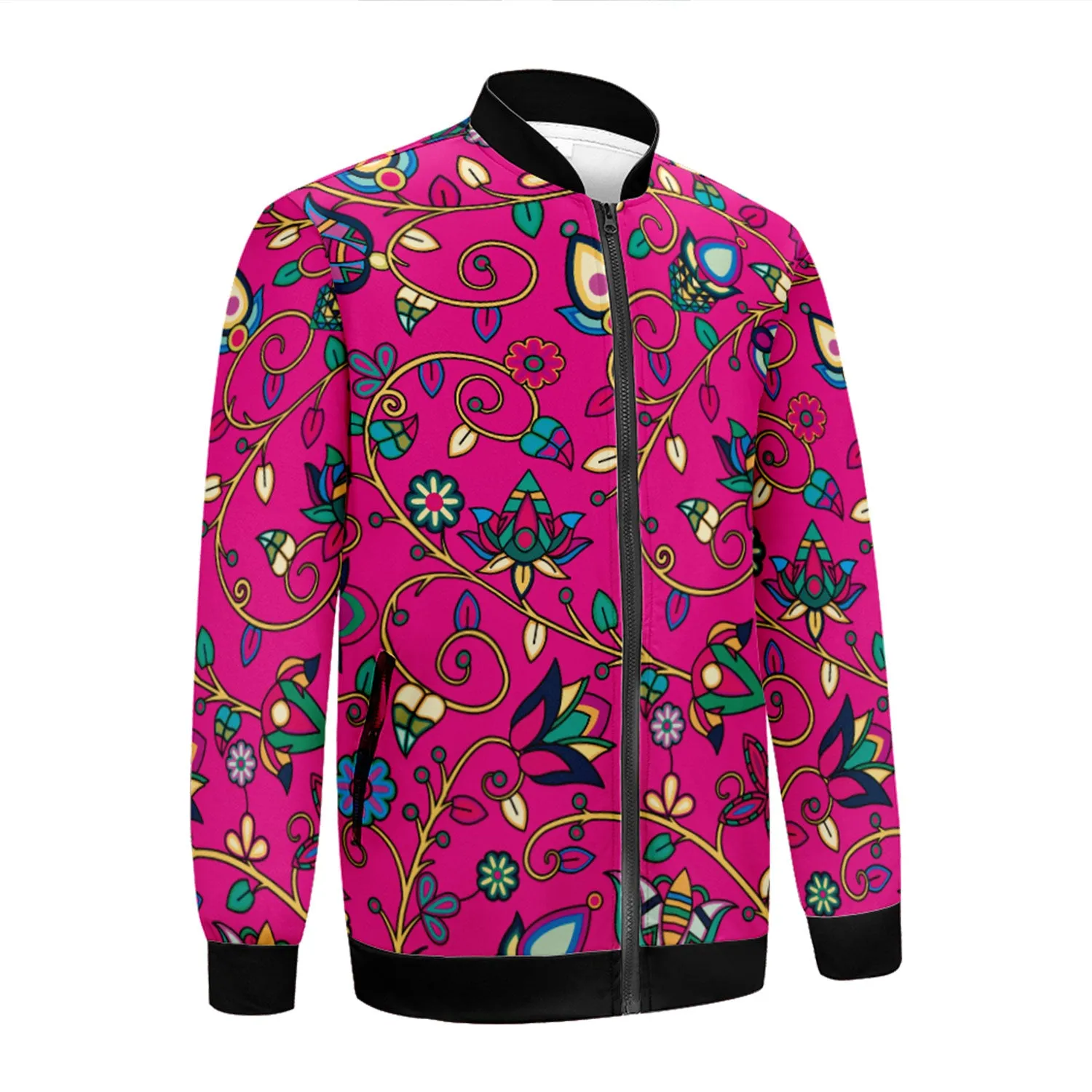 Thorny Path Pink Zippered Collared Lightweight Jacket