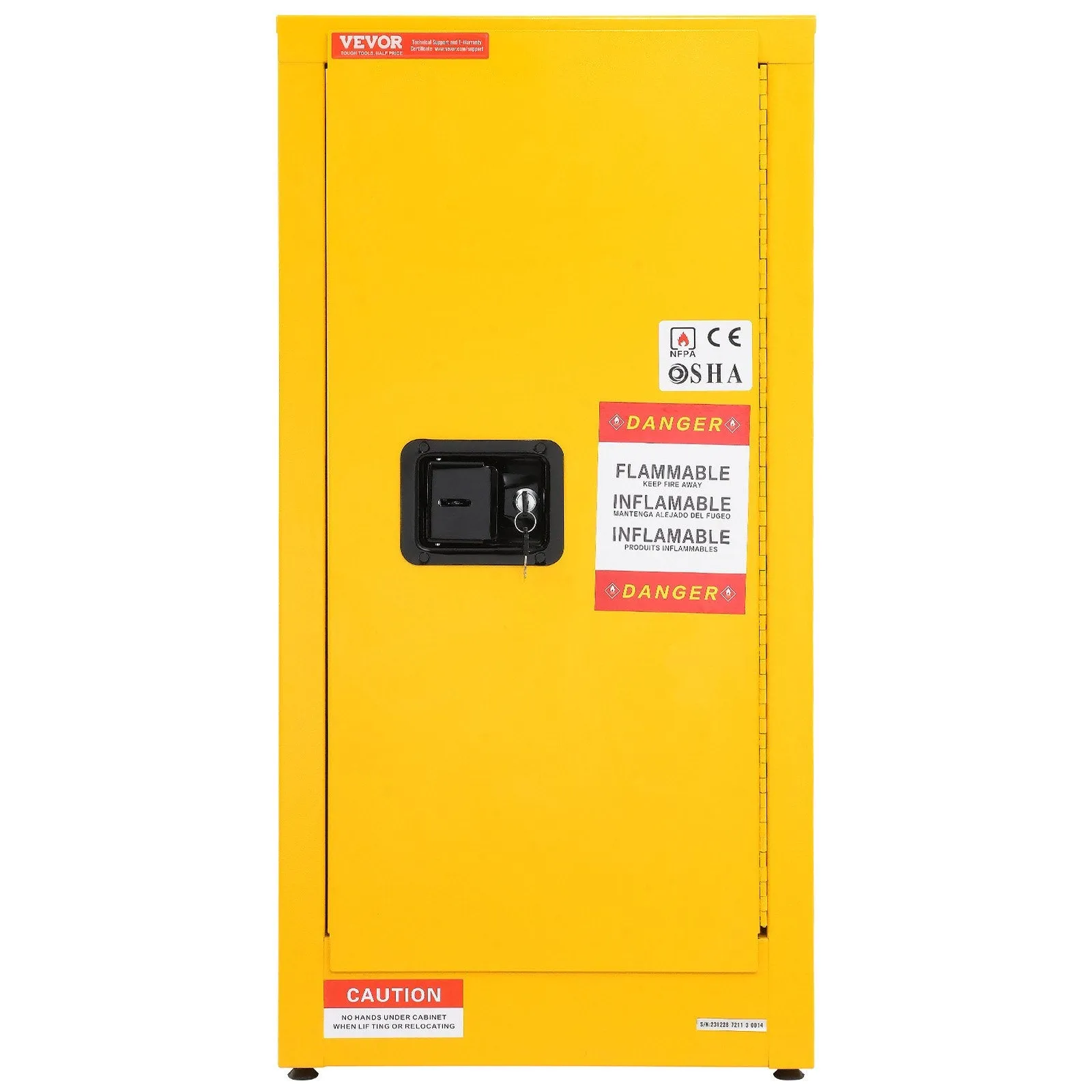 Vevor Flammable Storage Safety Cabinet 18.1" x 18.1" x 35.4" Galvanized Steel 16 Gal. Capacity New