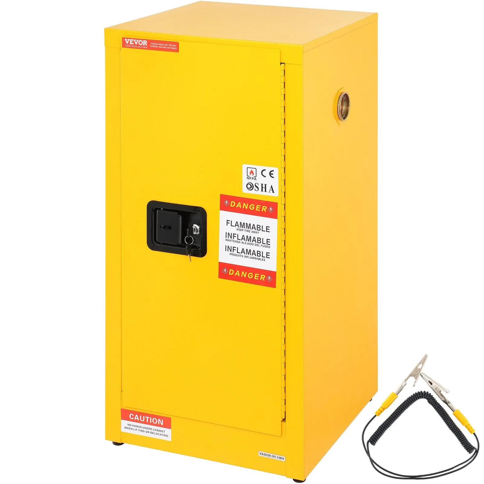 Vevor Flammable Storage Safety Cabinet 18.1" x 18.1" x 35.4" Galvanized Steel 16 Gal. Capacity New