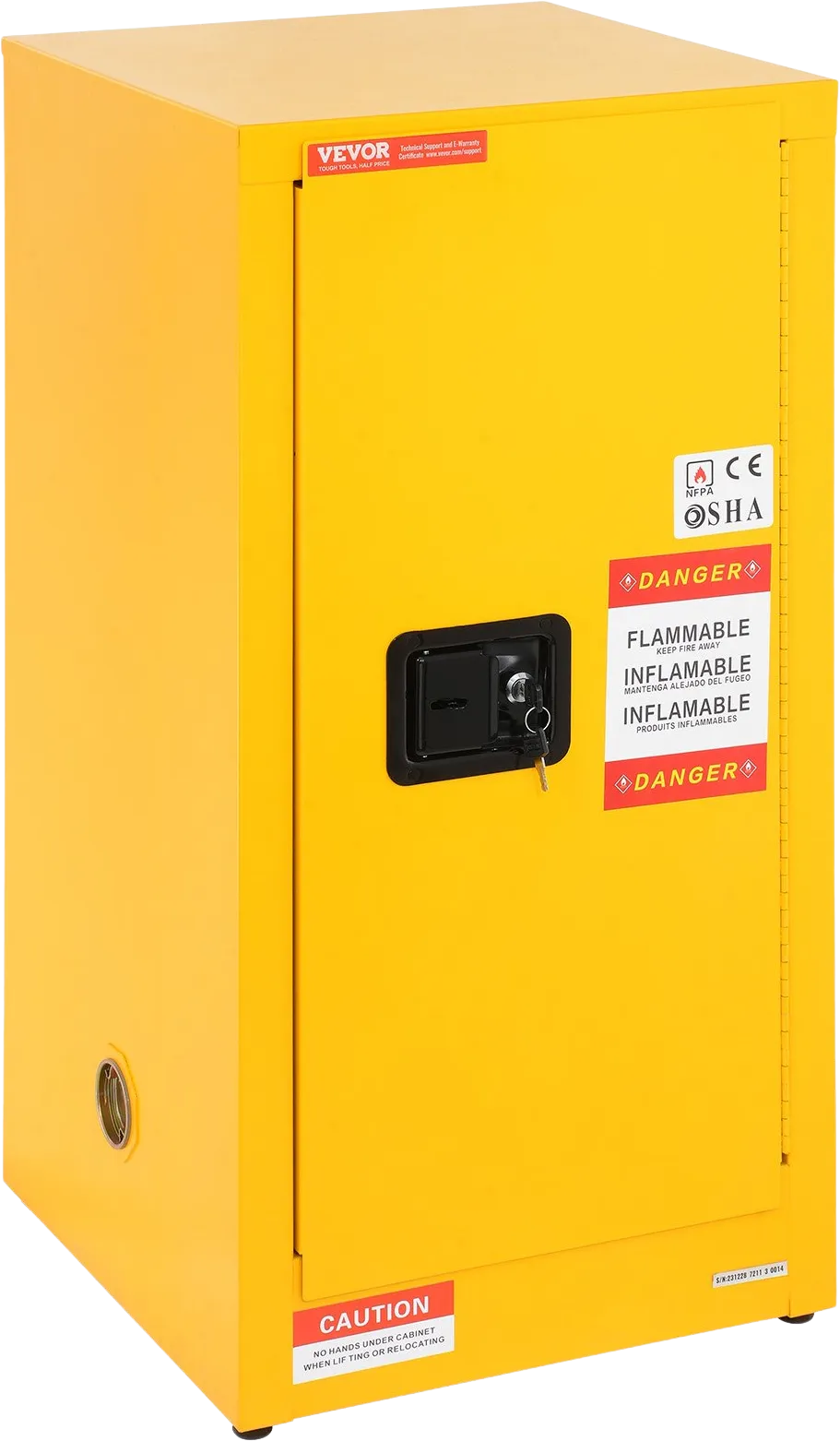 Vevor Flammable Storage Safety Cabinet 18.1" x 18.1" x 35.4" Galvanized Steel 16 Gal. Capacity New