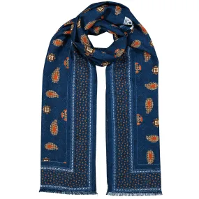 Vintage scarf blue with paisley super soft - ALMA