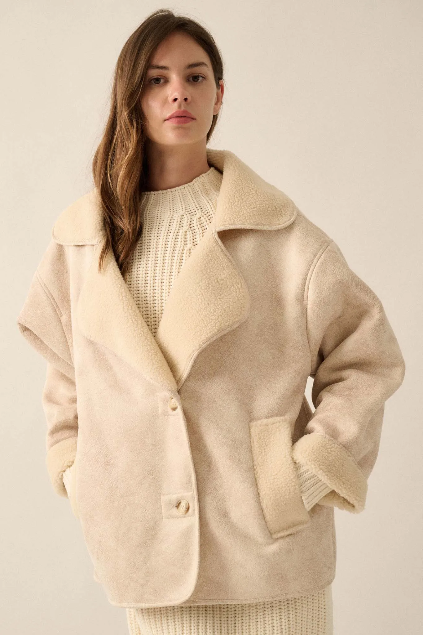 Weather the Storm Faux Shearling Peacoat