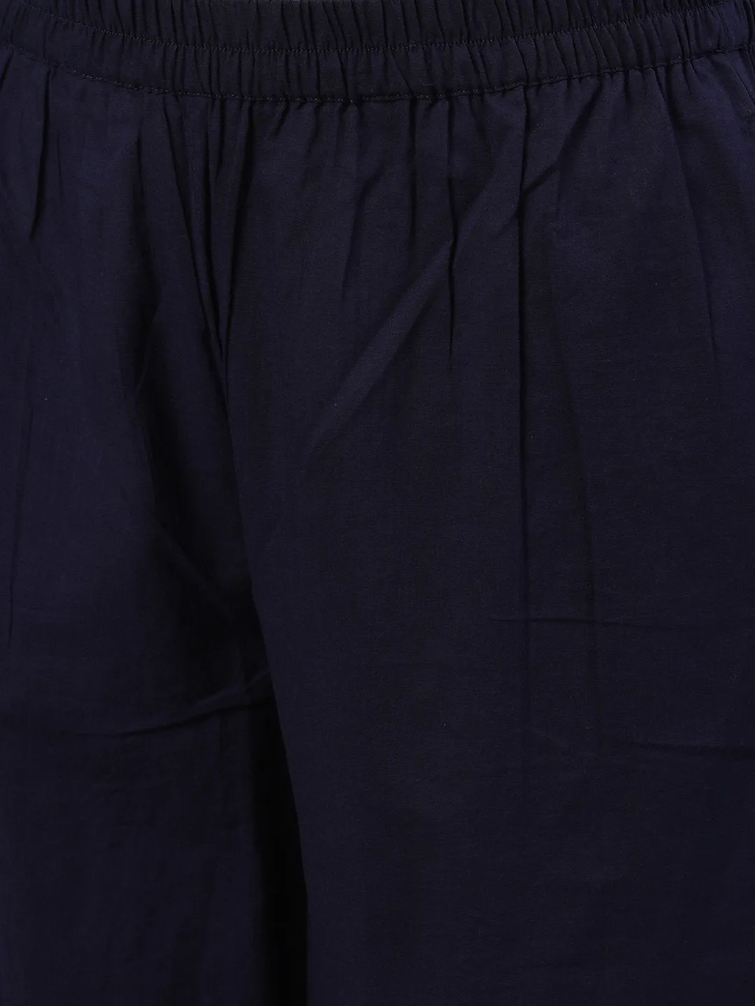 Women Navy Blue Trouser With Lace Detailing