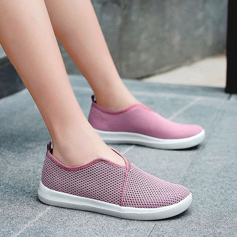 Women's breathable flat slip-on leisure tennis sneakers big