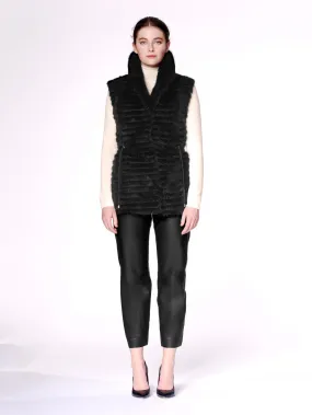 Women's Cut Mink Gilet Black