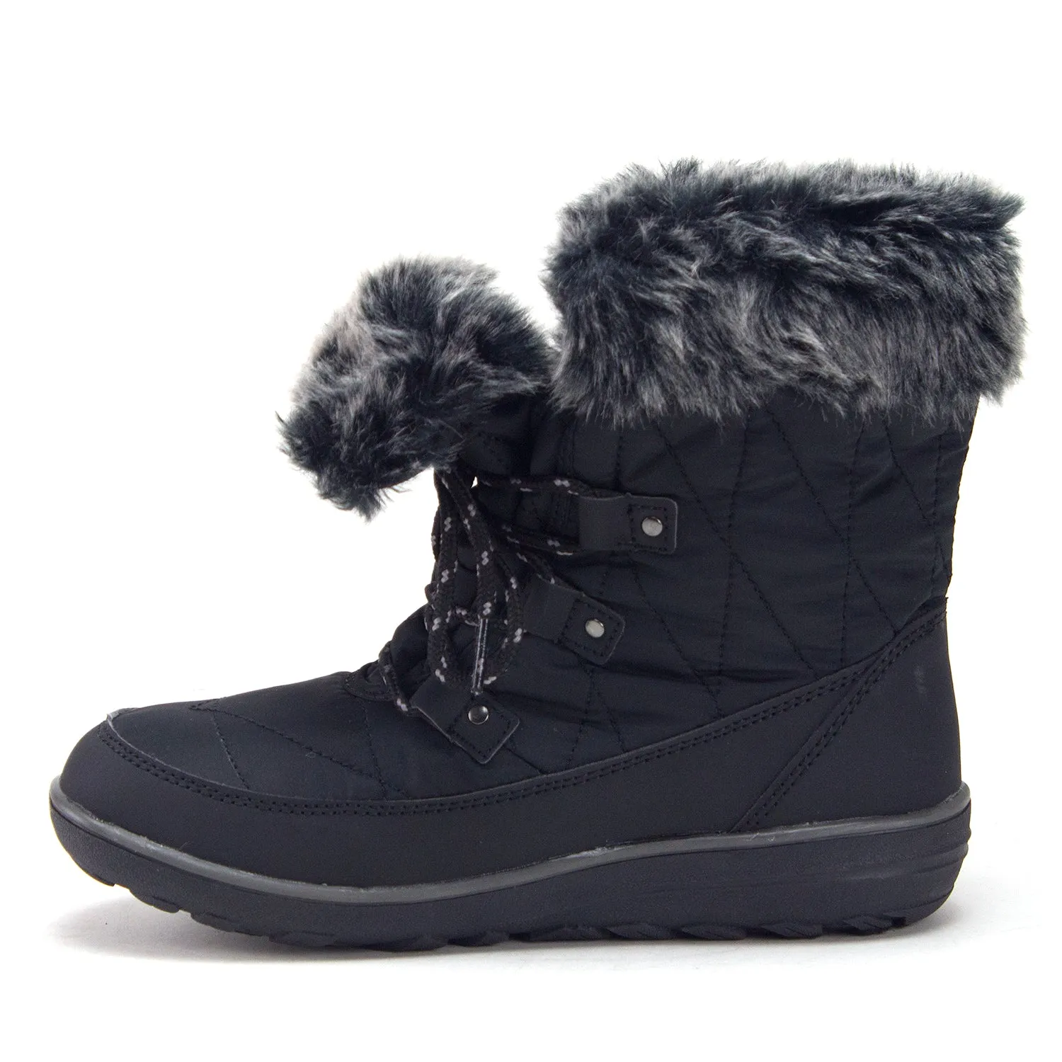 Women's Hike-02 Outdoor Fur Cuff Lace-Up Quilted Winter Snow Boots