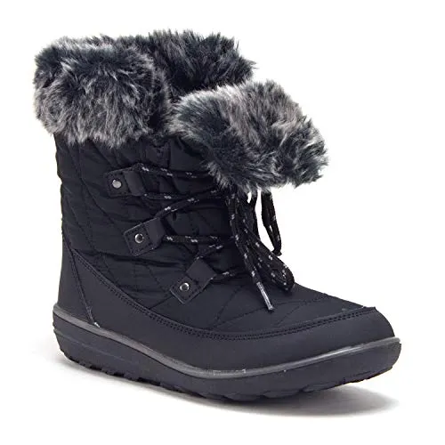 Women's Hike-02 Outdoor Fur Cuff Lace-Up Quilted Winter Snow Boots