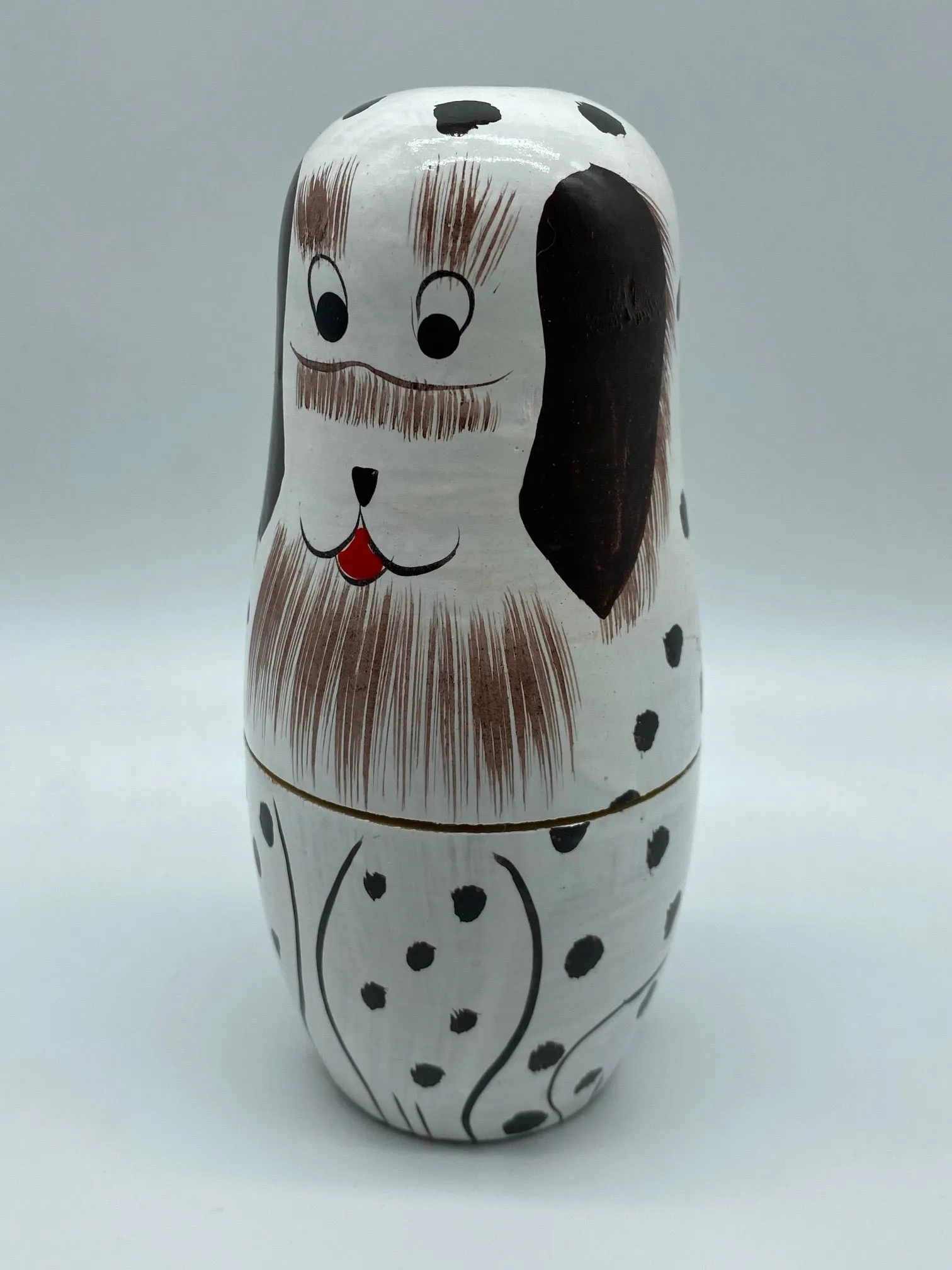 Wooden dog-themed nesting dolls 5 pcs