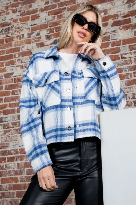 Wool Plaid Cropped Jacket