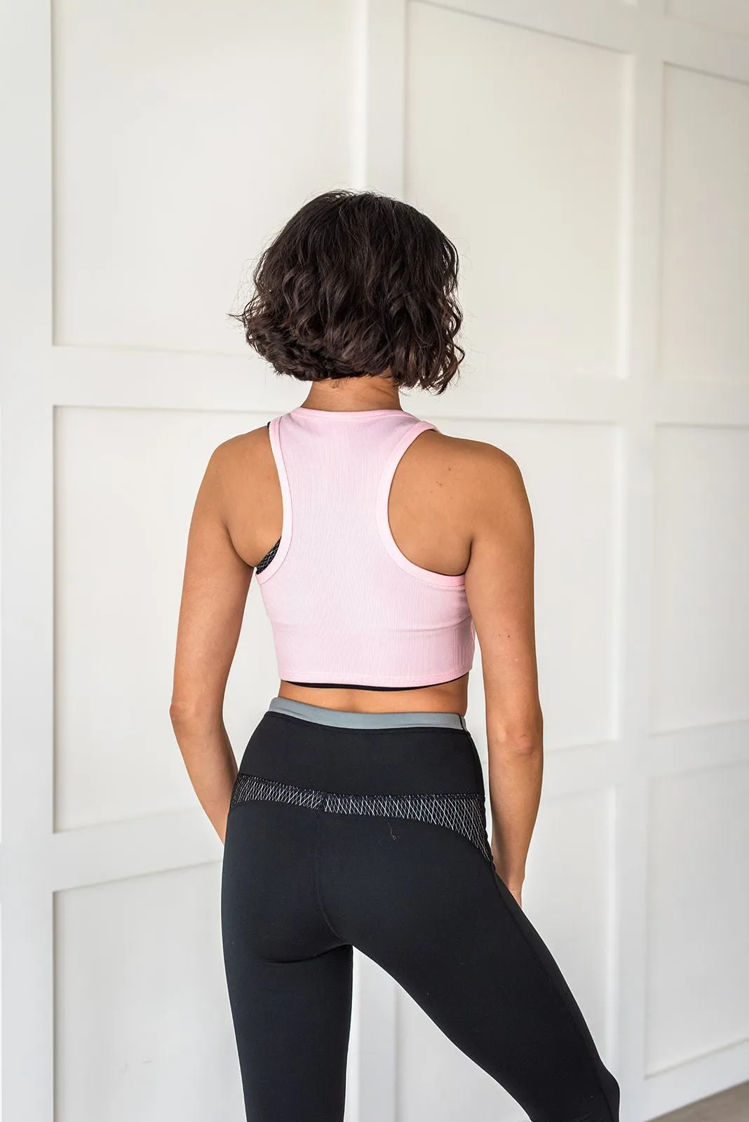 Work It Out Cropped Tank Top- Pink