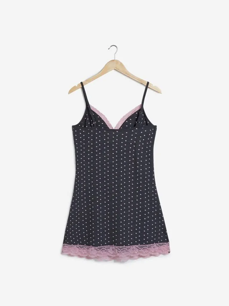 Wunderlove Charcoal Star Printed Camisole