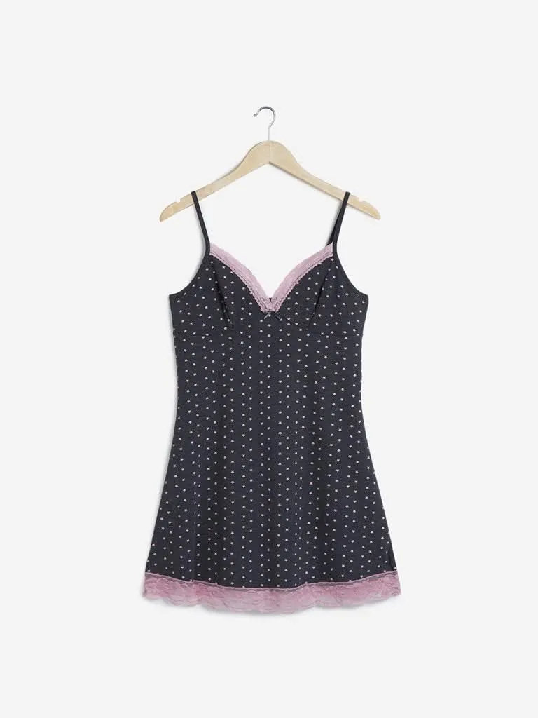 Wunderlove Charcoal Star Printed Camisole